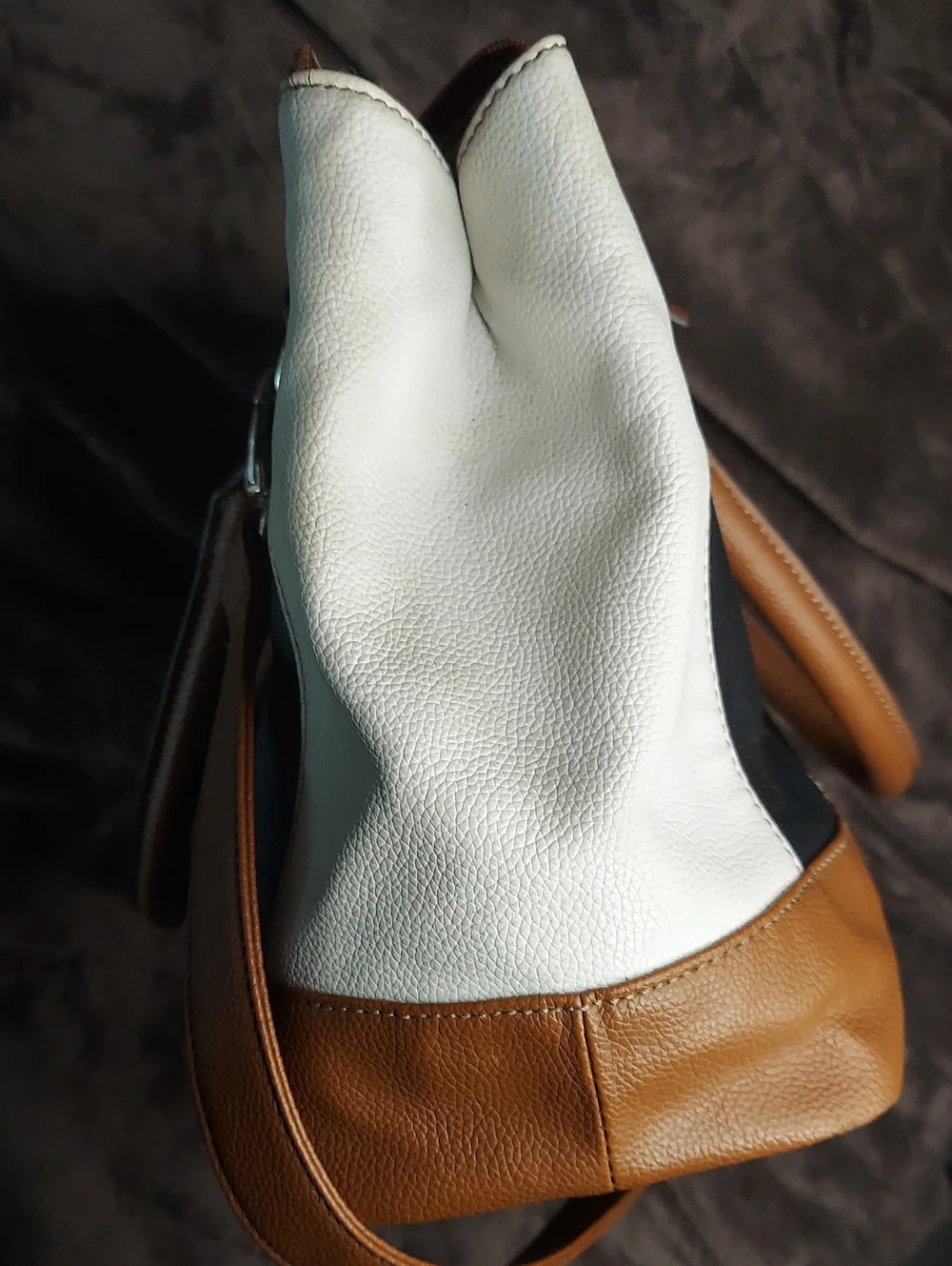 Tignanello Leather Handbag with Detachable Shoulder Strap. Black, White & Brown